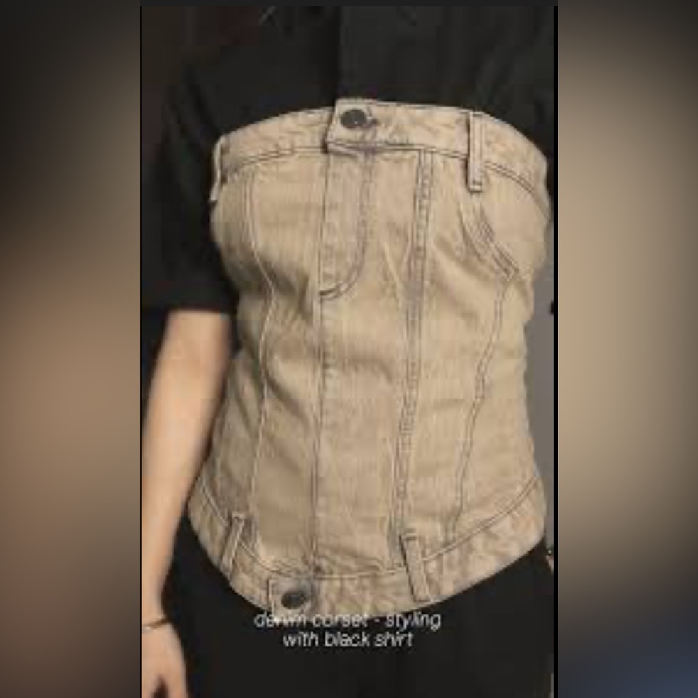 Zara Tan Denim Corset Top